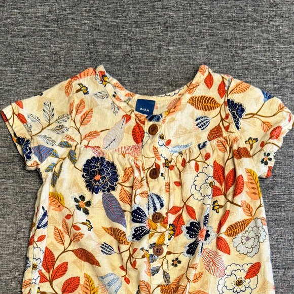 OLD NAVY cotton/rayon romper - cream w/ floral print - 12 mo - Picture 3 of 5